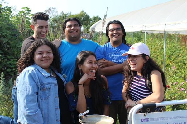 Students working in the field